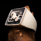 Excellent crafted Men's Zodiac Ring Star Sign Capricorn Black Sterling Silver 925 - BikeRing4u