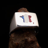 Excellent crafted Men's French Flag Ring France - Sterling Silver - BikeRing4u