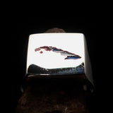 Excellent crafted Men's Cuban Flag Ring Cuba - Sterling Silver - BikeRing4u