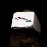 Excellent crafted Men's Cuban Flag Ring Cuba - Sterling Silver - BikeRing4u