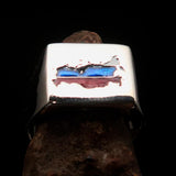 Excellent crafted Men's Russian Flag Ring Russia - Sterling Silver - BikeRing4u