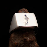 Excellent crafted Men's National Flag Ring Israel - Sterling Silver - BikeRing4u