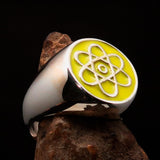 Perfectly crafted Men's Teacher Ring yellow Atom Symbol - Sterling Silver - BikeRing4u