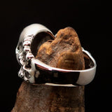 Excellent crafted Men's yellow 1% Outlaw Biker Skull and Bones Ring - Sterling Silver - BikeRing4u