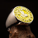 Excellent crafted Men's yellow Templar Knight Seal Ring - Sterling Silver - BikeRing4u