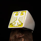 Perfectly crafted Men's yellow German Eagle Seal Ring - Sterling Silver - BikeRing4u