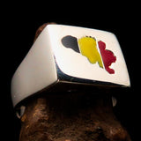 Excellent crafted Men's Belgian Flag Ring Belgium - Sterling Silver - BikeRing4u