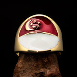 Perfectly crafted Men's National Flag Ring Singapore - solid Brass - BikeRing4u