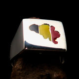 Excellent crafted Men's Belgian Flag Ring Belgium - Sterling Silver - BikeRing4u
