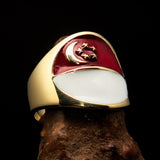 Perfectly crafted Men's National Flag Ring Singapore - solid Brass - BikeRing4u