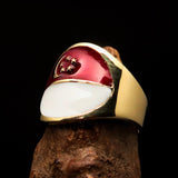 Perfectly crafted Men's National Flag Ring Singapore - solid Brass - BikeRing4u