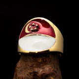Perfectly crafted Men's National Flag Ring Singapore - solid Brass - BikeRing4u