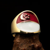 Perfectly crafted Men's National Flag Ring Singapore - solid Brass - BikeRing4u