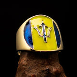 Perfectly crafted Men's National Flag Ring Barbados - solid Brass - BikeRing4u
