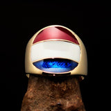 Perfectly crafted Men's National Flag Ring Holland Netherlands - solid Brass - BikeRing4u