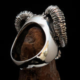 Excellent crafted Men's Biker Ring Devils Ram Skull red CZ Eyes Sterling Silver 925 - BikeRing4u