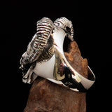 Excellent crafted Men's Biker Ring Devils Ram Skull red CZ Eyes Sterling Silver 925 - BikeRing4u