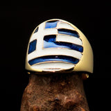 Perfectly crafted Men's National Flag Ring Greece - solid Brass - BikeRing4u