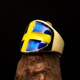 Perfectly crafted Men's National Flag Ring Sweden - solid Brass - BikeRing4u