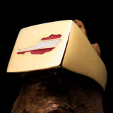 Excellent crafted Men's Austrian National Flag Ring Austria - Solid Brass - BikeRing4u