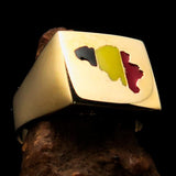 Excellent crafted Men's Belgian National Flag Ring Belgium - Solid Brass - BikeRing4u