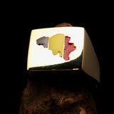 Excellent crafted Men's Belgian National Flag Ring Belgium - Solid Brass - BikeRing4u