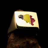 Excellent crafted Men's Belgian National Flag Ring Belgium - Solid Brass - BikeRing4u