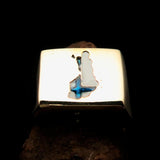 Excellent crafted Men's Finnish National Flag Ring Finland - Solid Brass - BikeRing4u
