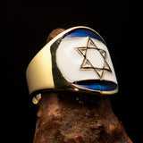 Perfectly crafted Men's National Flag Ring Israel - solid Brass - BikeRing4u