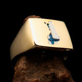 Excellent crafted Men's Finnish National Flag Ring Finland - Solid Brass - BikeRing4u