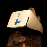Excellent crafted Men's Finnish National Flag Ring Finland - Solid Brass - BikeRing4u