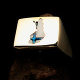 Excellent crafted Men's Finnish National Flag Ring Finland - Solid Brass - BikeRing4u