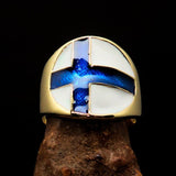 Perfectly crafted Men's National Flag Ring Finland - solid Brass - BikeRing4u