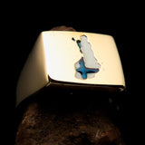 Excellent crafted Men's Finnish National Flag Ring Finland - Solid Brass - BikeRing4u
