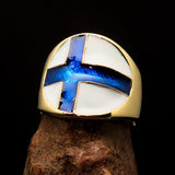 Perfectly crafted Men's National Flag Ring Finland - solid Brass - BikeRing4u