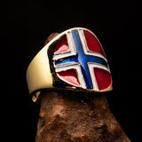 Perfectly crafted Men's National Flag Ring Norway - solid Brass - BikeRing4u