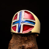 Perfectly crafted Men's National Flag Ring Norway - solid Brass - BikeRing4u
