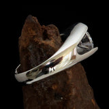 Smoothly crafted Sterling Silver Men's Solitaire Ring White Cubic Zirconia CZ - BikeRing4u