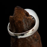 Smoothly crafted Sterling Silver Men's Solitaire Ring White Cubic Zirconia CZ - BikeRing4u