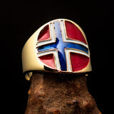 Perfectly crafted Men's National Flag Ring Norway - solid Brass - BikeRing4u