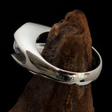 Smoothly crafted Sterling Silver Men's Solitaire Ring White Cubic Zirconia CZ - BikeRing4u