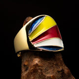 Perfectly crafted Men's National Flag Ring Seychelles - solid Brass - BikeRing4u