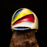 Perfectly crafted Men's National Flag Ring Seychelles - solid Brass - BikeRing4u