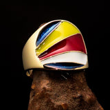 Perfectly crafted Men's National Flag Ring Seychelles - solid Brass - BikeRing4u