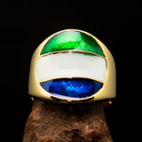 Perfectly crafted Men's National Flag Ring Sierra Leone - solid Brass - BikeRing4u