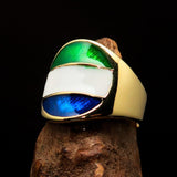 Perfectly crafted Men's National Flag Ring Sierra Leone - solid Brass - BikeRing4u