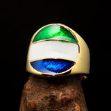 Perfectly crafted Men's National Flag Ring Sierra Leone - solid Brass - BikeRing4u