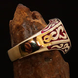 Excellent crafted Men's Biker Ring red Number 13 - Solid Brass - BikeRing4u