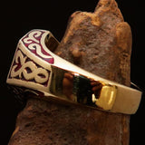 Excellent crafted Men's Biker Ring red Number 13 - Solid Brass - BikeRing4u