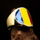 Perfectly crafted Men's National Flag Ring Romania - solid Brass - BikeRing4u